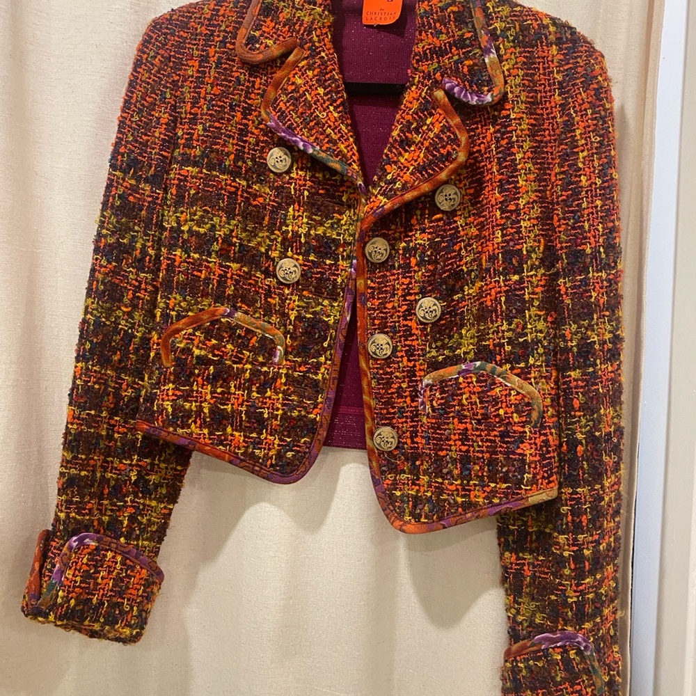 RARE Bazaar by Christian Lacroix Vibrant Tweed Blazer Crop Jacket Small